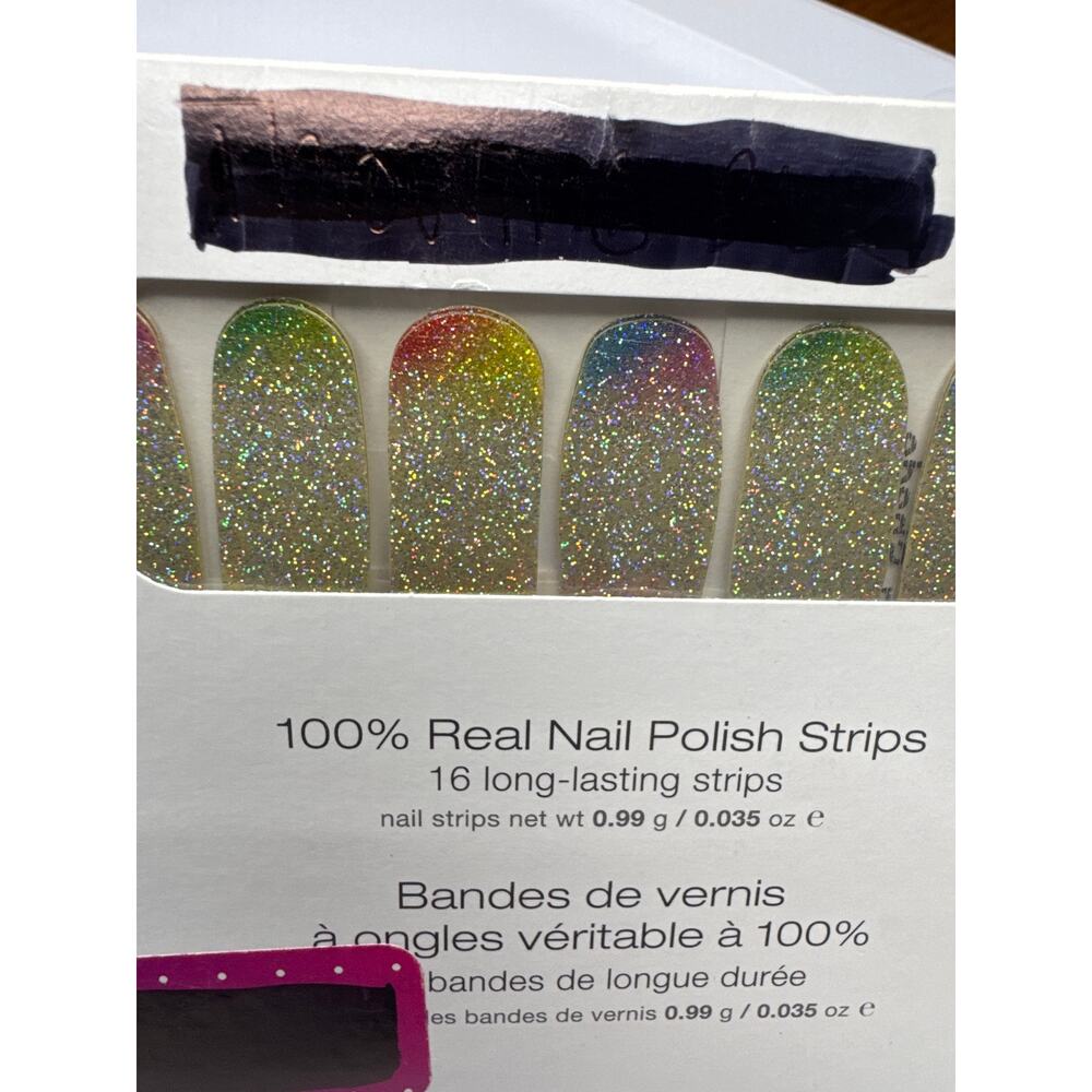 NWT Color Street “Throwing Shade” Silver Glitter Rainbow Gradient Nail Strips